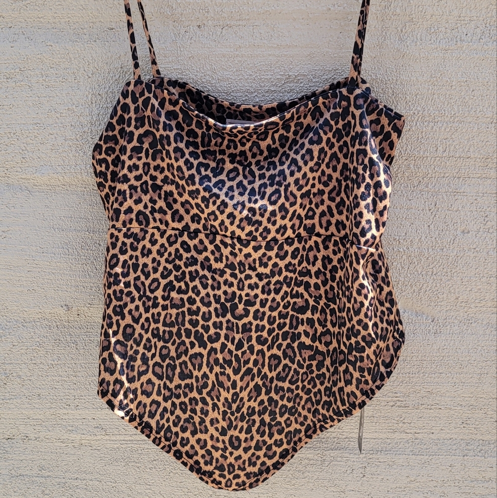 NWT LA MOVERS Size Large Animal Pring Backless Bandana Style Leopard Cheetah